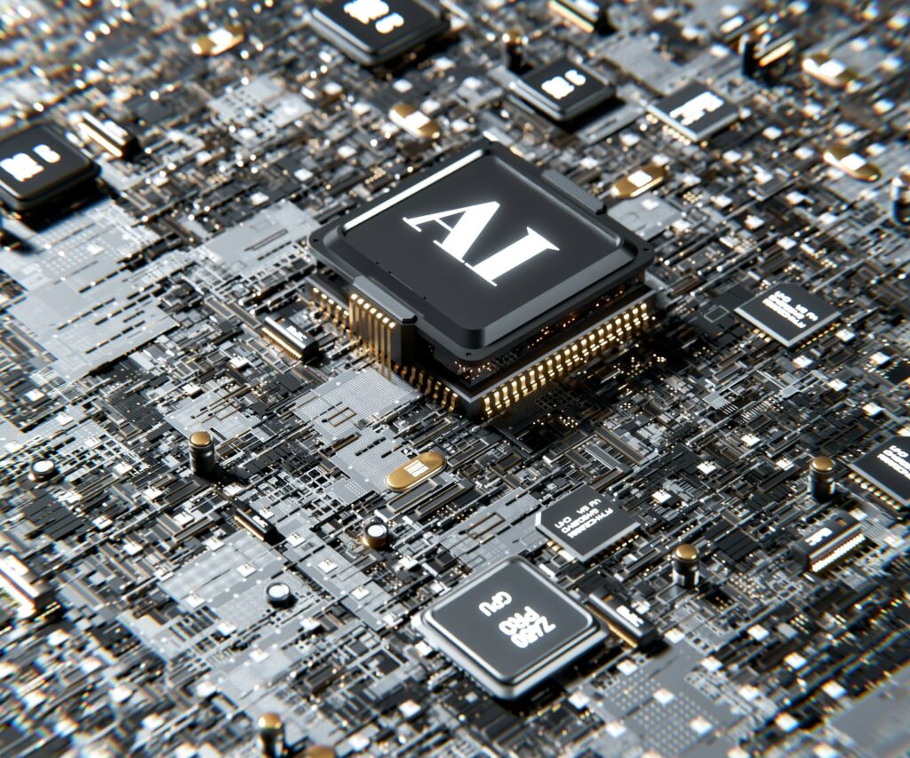 AI chip integrated on an electronic control board powering intelligent automation